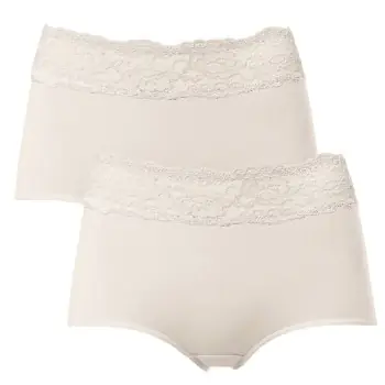Trofe Lace Trimmed Maxi Briefs Trosor 2P Champagne bomull Small Dam Billig