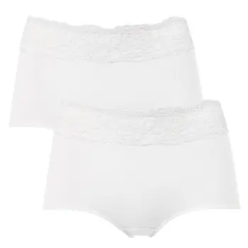 Beställ nu Trofe Lace Trimmed Maxi Briefs Trosor 2P Vit bomull Large Dam
