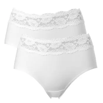 Trofe Lace Trimmed Midi Briefs Trosor 2P Vit bomull X-Large Dam Kundfavorit