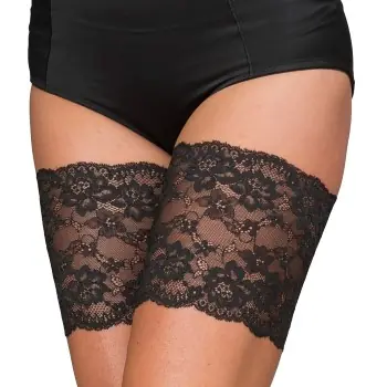 Snabb leverans Trofe Thigh Lace Strumpbyxor Svart polyamid Small Dam