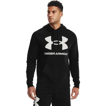 Kampanjpris Under Armour Rival Fleece Big Logo Hoodie Svart/Vit Large Herr