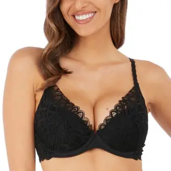 Outlet Wacoal BH Raffine Plunge Push Up Bra Svart C 75 Dam