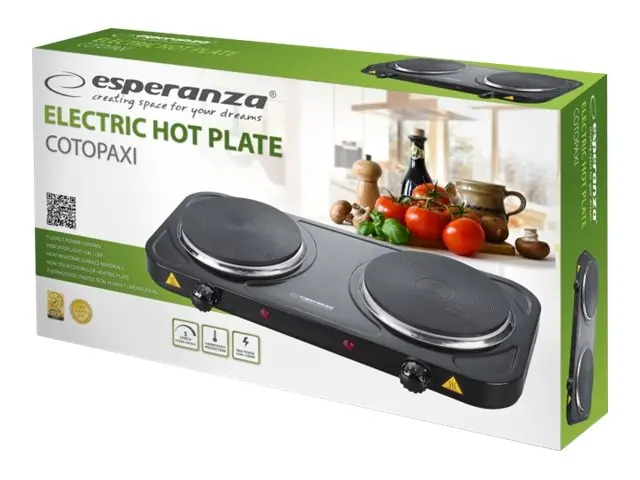 Esperanza COTOPAXI - Elektrisk kokplatta - 2 kW - svart Fynd