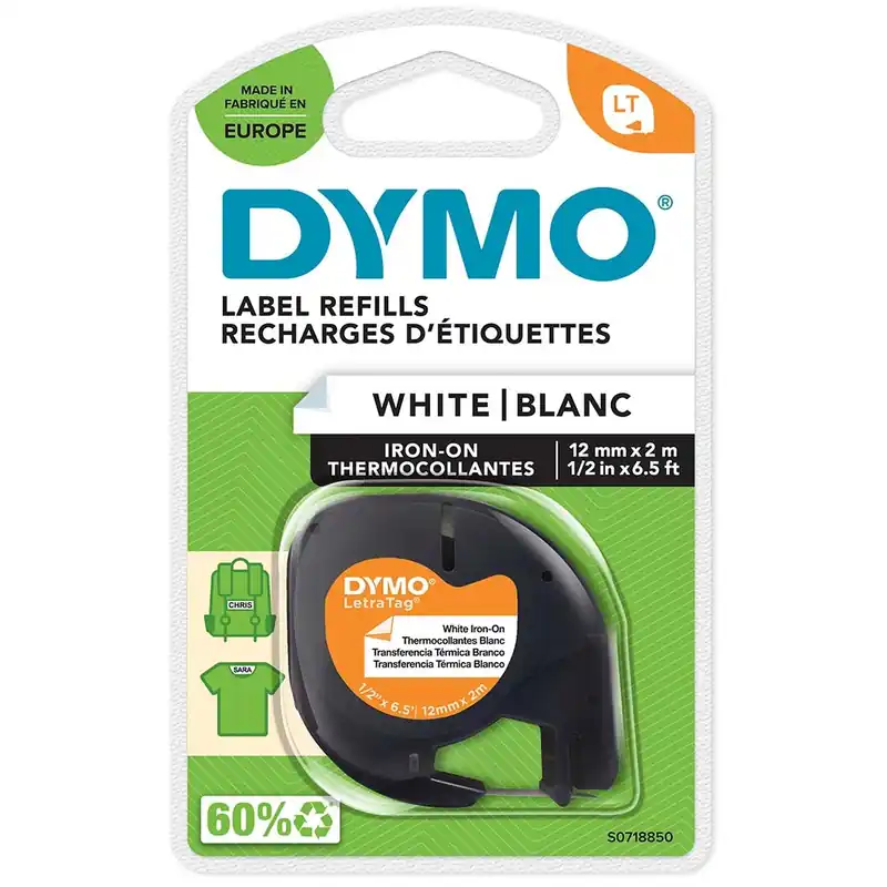 Beställ nu Labeltape DYMO® LetraTAG 12mm x 2m vit - strykbar tejp
