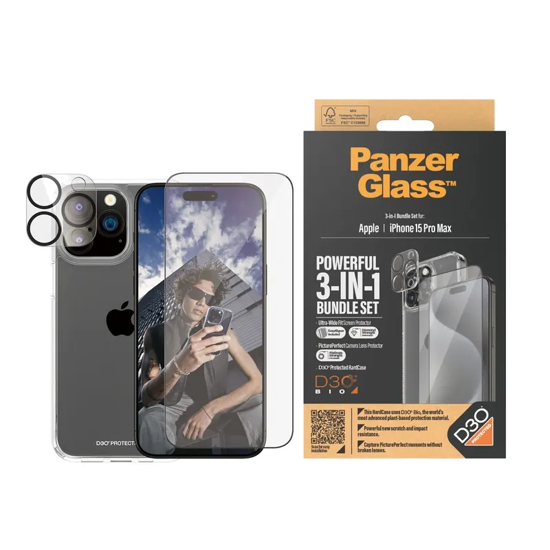 PanzerGlass™ 3-i-1 skyddspaket Apple iPhone 15 Pro Max Köp online