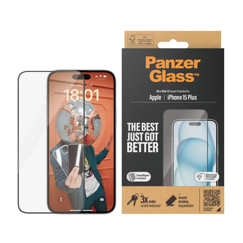 PanzerGlass™ Ultra-Wide Fit - Mobiltelefon Skärmskydd - Kristallklart Apple iPhone 15 Plus Köp online