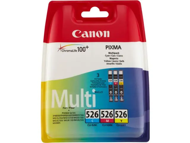 Canon CLI-526 Multipack - 3-pack - gul, cyan, magenta - original - bläcktank - för PIXMA iP4950, iX6550, MG5350, MG6150, MG6250, MG8150, MG8250, MX715, MX885, MX892, MX895 Erbjudande