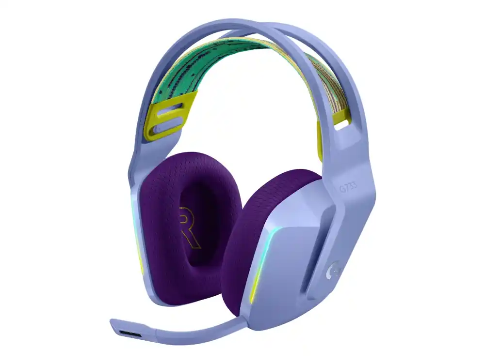 Logitech G G733 LIGHTSPEED Wireless RGB Gaming Headset - Headset - fullstorlek - 2,4 GHz - trådlös - lila Nedsatt pris