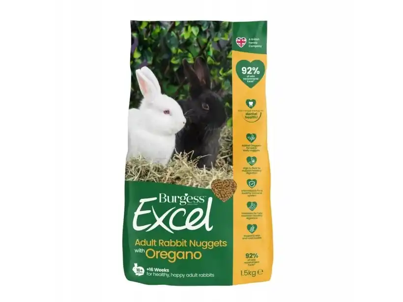 Burgess Excel Adult Rabbit med Oregano 1.5kg Populärt val