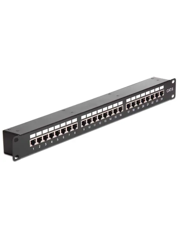 Delock - Manöverpanel med kopplare - CAT 6 - STP - RJ-45 X 24 - svart - 1U - 19 Premium