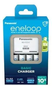 Säker betalning Panasonic eneloop Basic BQ-CC51 - Batteriladdare - (för 4xAA/AAA) 4 x AA-typ - NiMH - 2000 mAh (Eurokontakt)