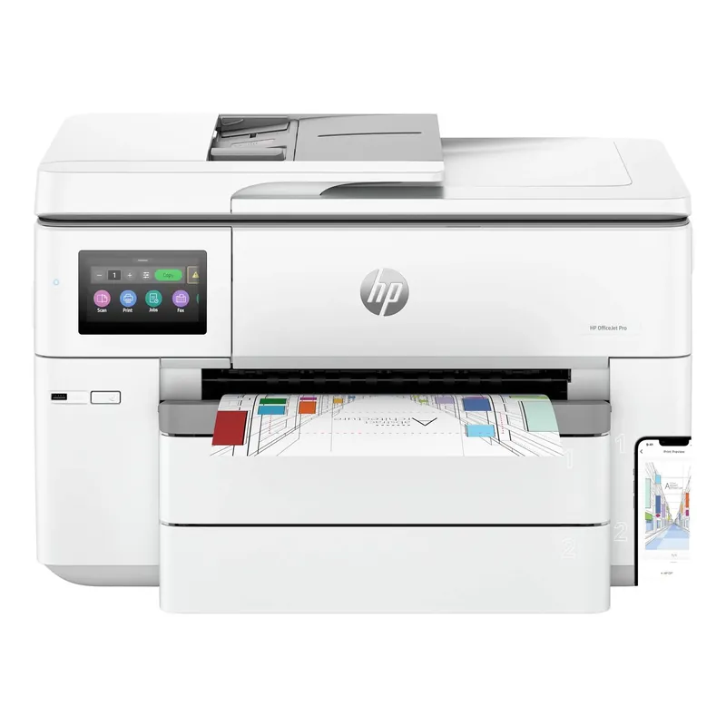 HP Officejet Pro 9730e Wide Format All-in-One - Multifunktionsskrivare - färg - bläckstråle - A3/Ledger (297 x 432 mm) (original) - A3 (media) - upp till 18 sidor/minut (kopiering) - upp till 22 sidor/minut (utskrift) - 250 ark - USB 2.0, LAN, USB 2.0-värd, Wi-Fi(ac), Bluetooth - cement Sista chansen
