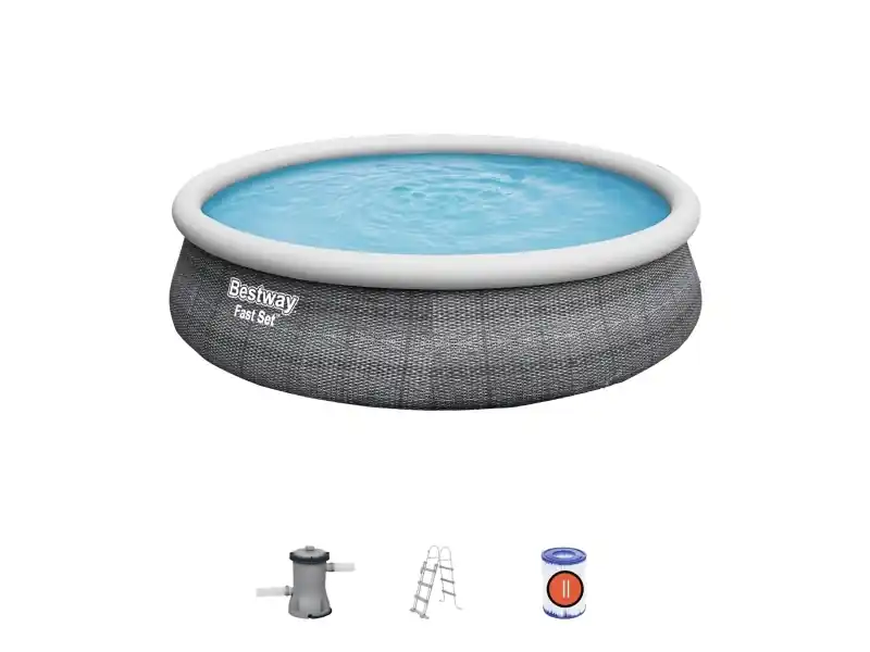 Bestway Fast Set Pool Set 457 x 107 cm med pump och stege 12.362 L Outlet