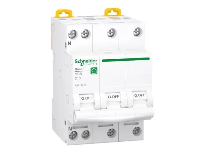 Billig SCHNEIDER ELECTRIC Resi9 XP MCB/automatsikring 3PN C-karakteristik 13A 6kA 54mm