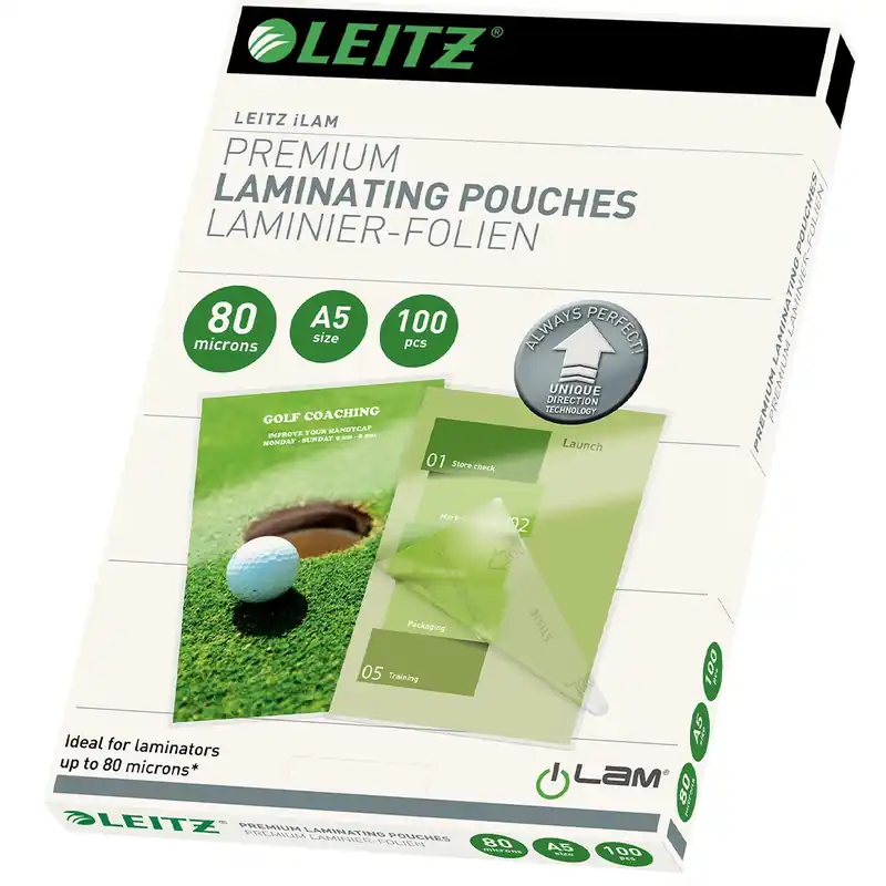 Lamineringslommer A5 80my Leitz krystalklar UDT - (100 stk.) Nyhet