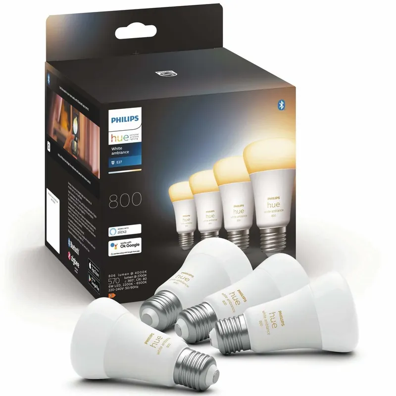 Philips Hue White Ambiance - E27-lampor - 4-pack Rea