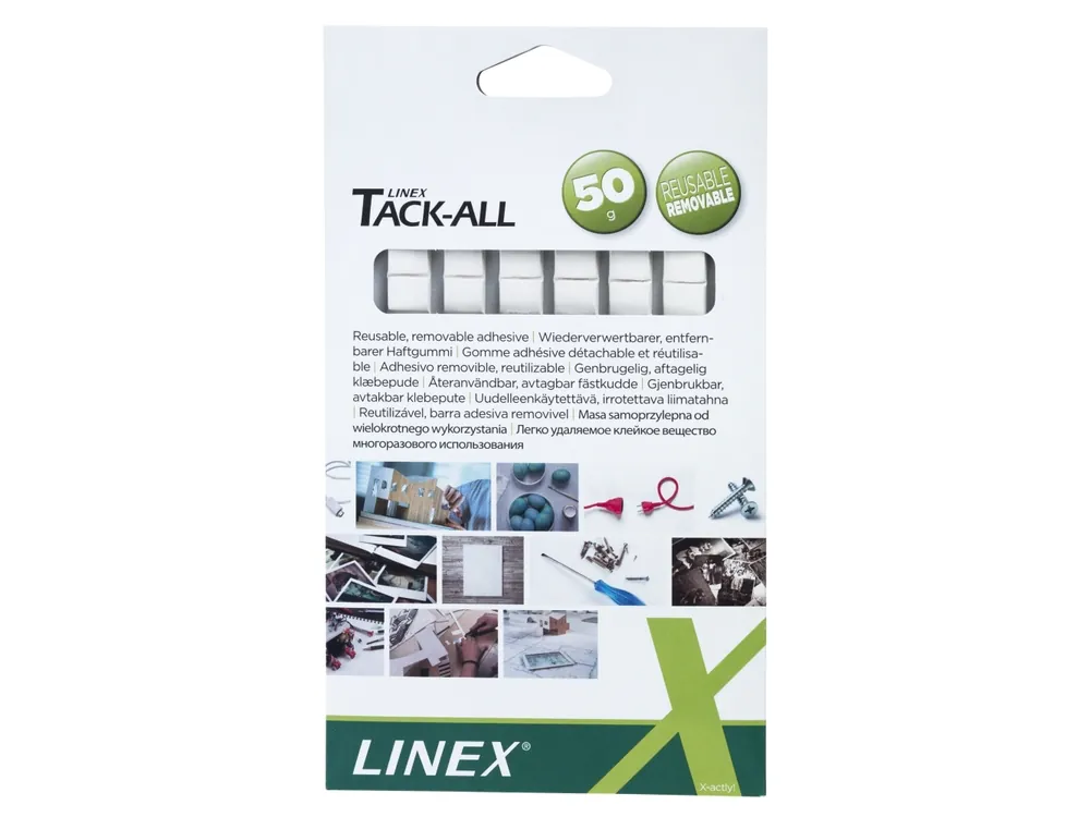 Klæbegummi Linex Tack-All i små firkanter 50g Nyhet