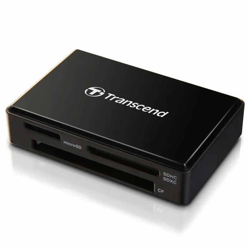 Transcend Multi-Card Reader RDF8 - Kortläsare (MS, CF, SDHC, MS Micro, microSDHC, SDXC, SDHC UHS-I, SDXC UHS-I, MS XC) - USB 3.0 Rea