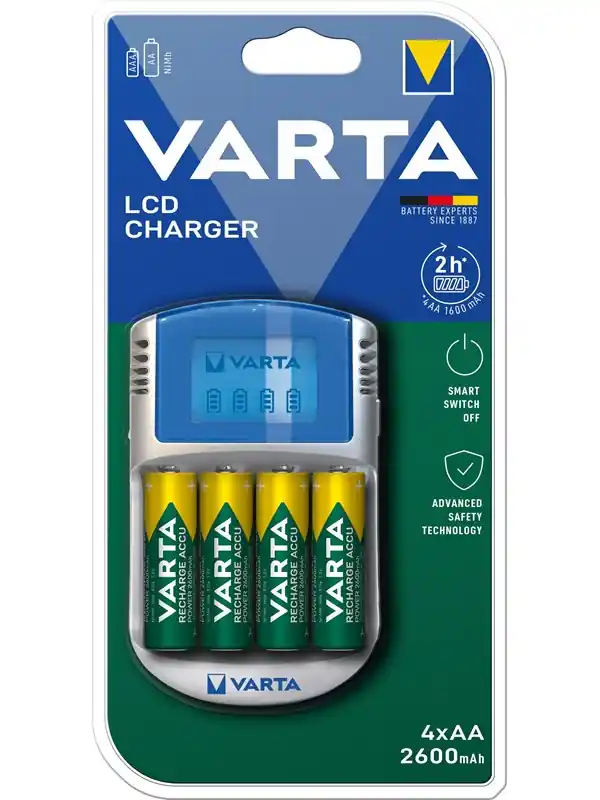 Varta Power Play LCD Charger - 2-4 h batteriladdare - (för 4xAA/AAA) + växelströmsadapter + bilströmsadapter 4 x AA-typ - 2700 mAh Extra rabatt