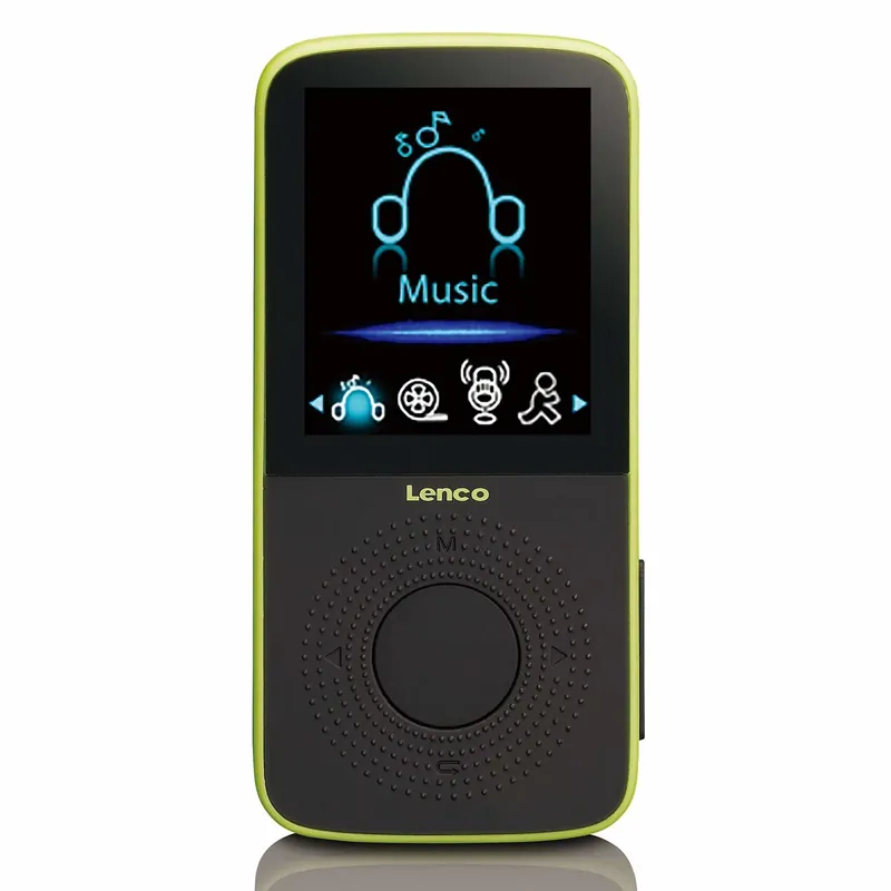 Sista chansen Lenco PODO-153, MP3-spelare, 4 GB, TFT, USB 2.0, Svart, Lime, Hörlurar