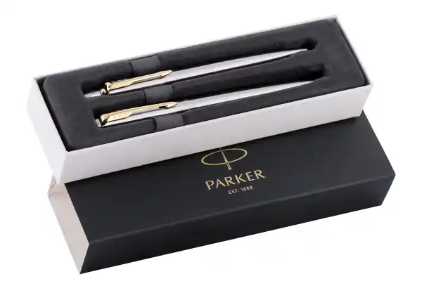 Expressleverans Parker 2093257, Svart, Krom, Guld, 2 styck, Kulspetspenna + reservoarpenna