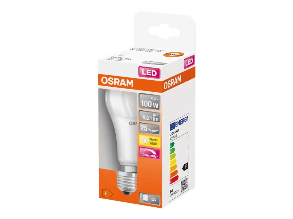 OSRAM LED SUPERSTAR CLASSIC A - LED-glödlampa - form A60 - E27 - 14 W (motsvarande 100 W) - klass F - varmt vitt ljus - 2700 K Expressleverans