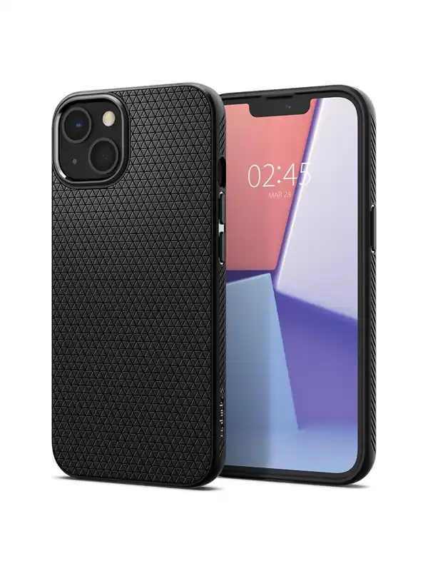 Spigen Liquid Air - Baksidesskydd för mobiltelefon - termoplastisk polyuretan (TPU) - mattsvart - för Apple iPhone 13 Rabatt