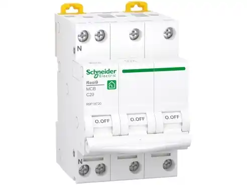 Schneider Electric Miniatyrbrytare, Resi9, 3P + N, 20 A, C-kurva, 6000 A, 400 V Säker betalning
