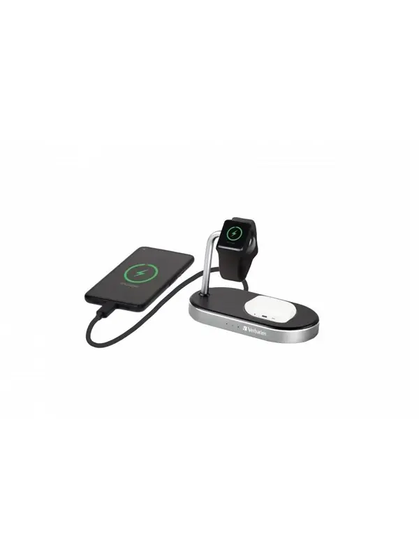 Verbatim - Trådlöst laddställ - 3-i-1 + växelströmsadapter - 44 Watt - 3 A - Quick Charge 3.0 Extra rabatt
