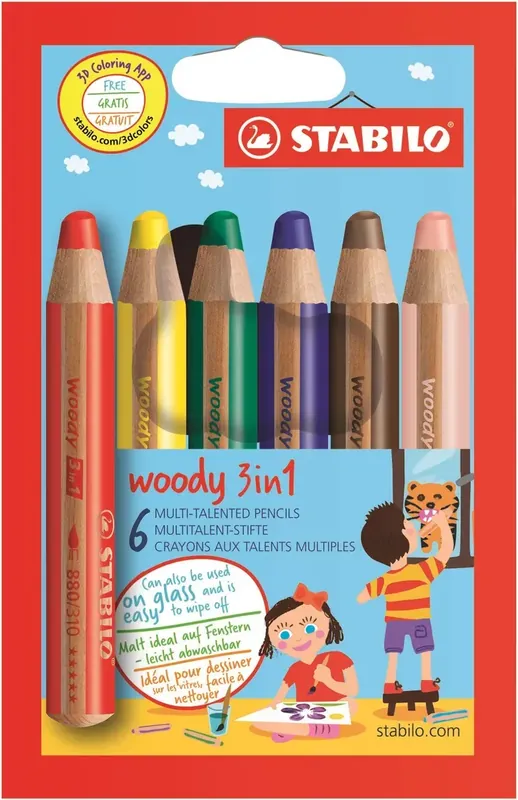 Köp online STABILO Woody 3 in 1, Multifärg, 6 styck