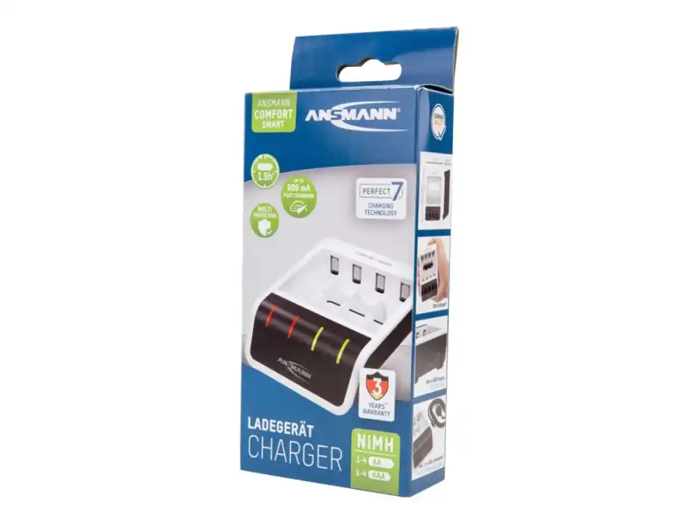 ANSMANN Comfort Smart - 1,5 h USB-batteriladdare - (för 4xAA/AAA) - 800 mA - svart, vit Erbjudande