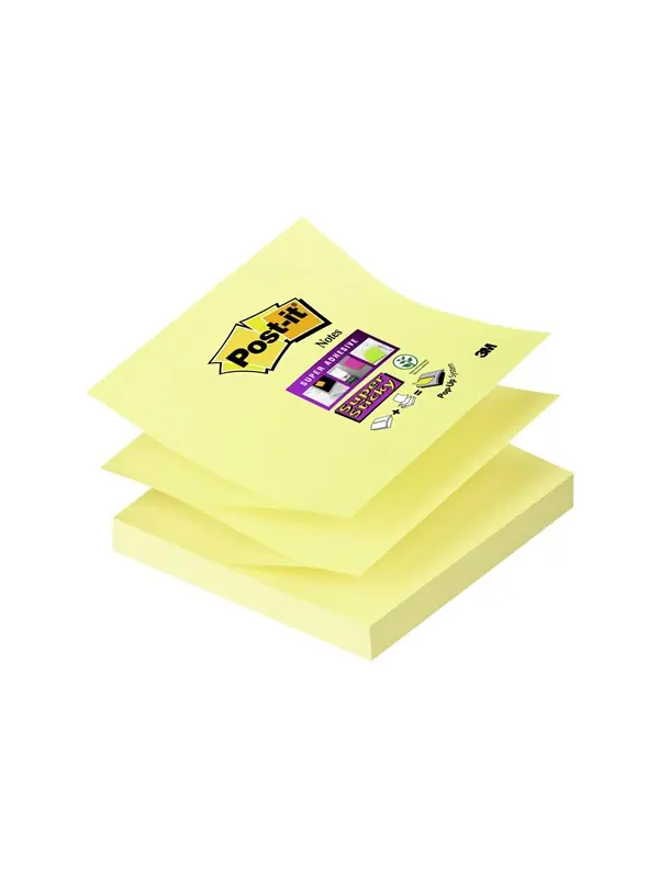Blok 3M Post-it Super Sticky 76mm x 76mm gul Z-notes (12 stk.) Populärt val