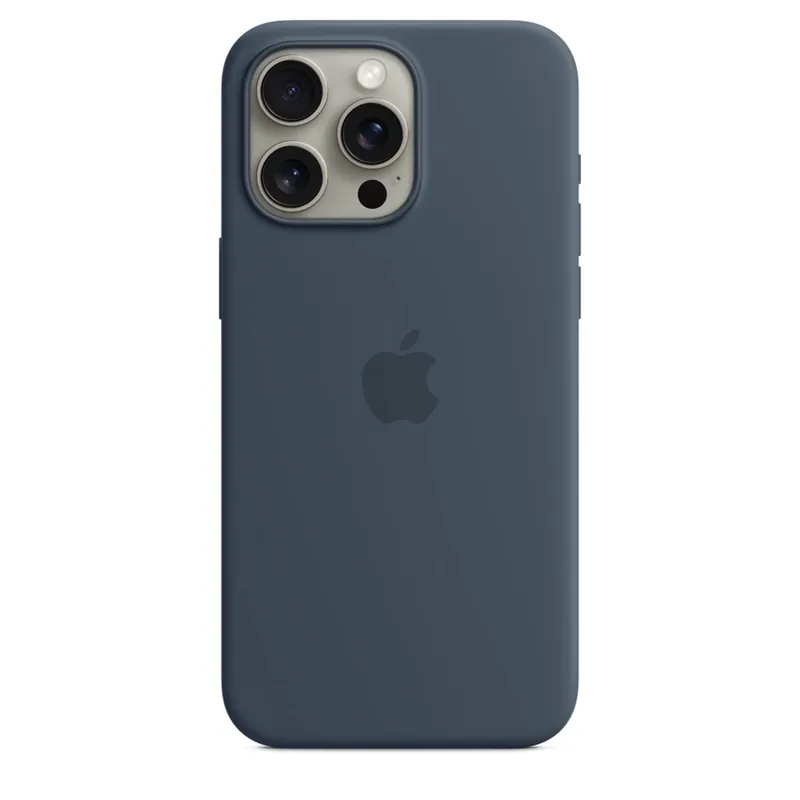 Kundfavorit Apple - Baksidesskydd för mobiltelefon - MagSafe-kompatibilitet - silikon - stormblå - för iPhone 15 Pro Max