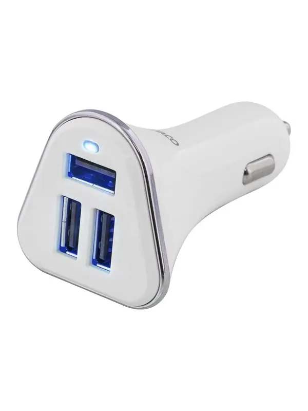 DELTACO USB-CAR102 - Strömadapter för bil - 26 Watt - 5.2 A - 3 utdatakontakter (3 x USB typ A) - vit, silver Bästa pris