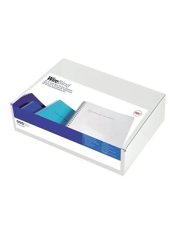 Erbjudandepris GBC WireBind - 14 mm - 34 ringar - A4 (210 x 297 mm) - 125 ark - silver - 100 stk bindningstråd - för WireBind W20, W25E Rexel WB606