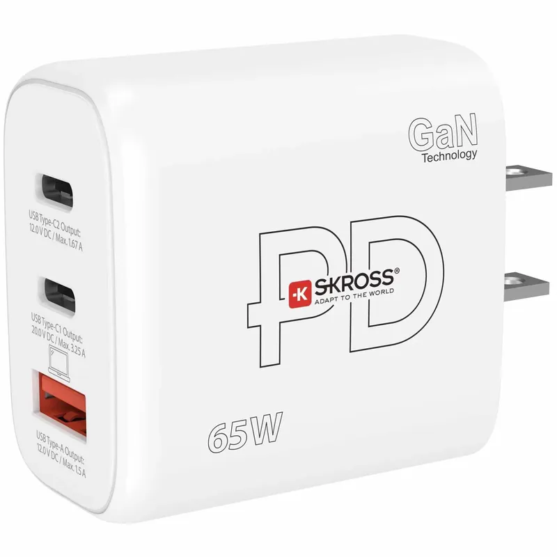 Power Charger US/Japan mfl. 2xUSB-C PD + 1xUSB-A GaN 65W Snabb frakt