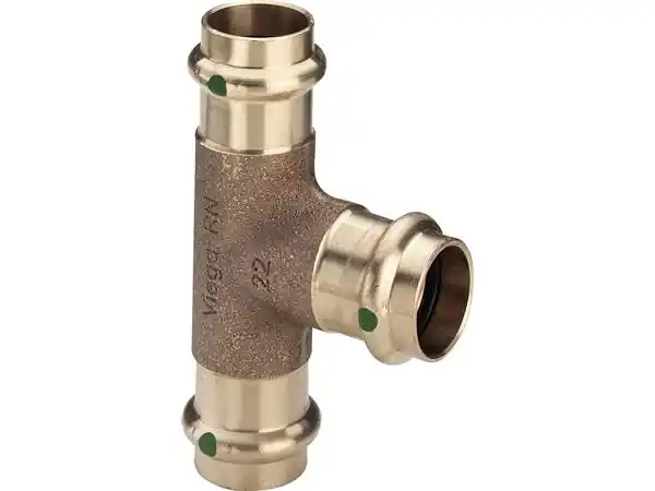 Billigare VIEGA SANPRESS tee 22 mm af rødgods med SC-Contur