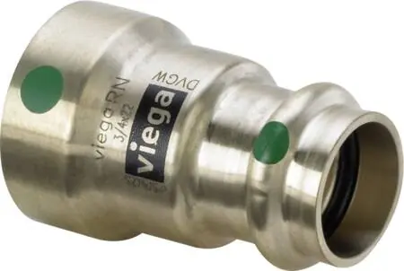 VIEGA Megapress overgangsstykke til drikkevand - til mellem galv.stålrør og Sanpress Inox. Fremstillet i rødgods. SC 35 mm x 1.1/4 Megap. Expressleverans