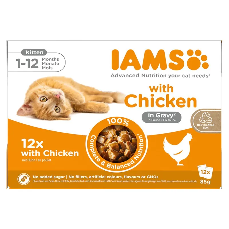 Iams Delights in Gravy Multipack Kitten Chicken 12x85 g Populär
