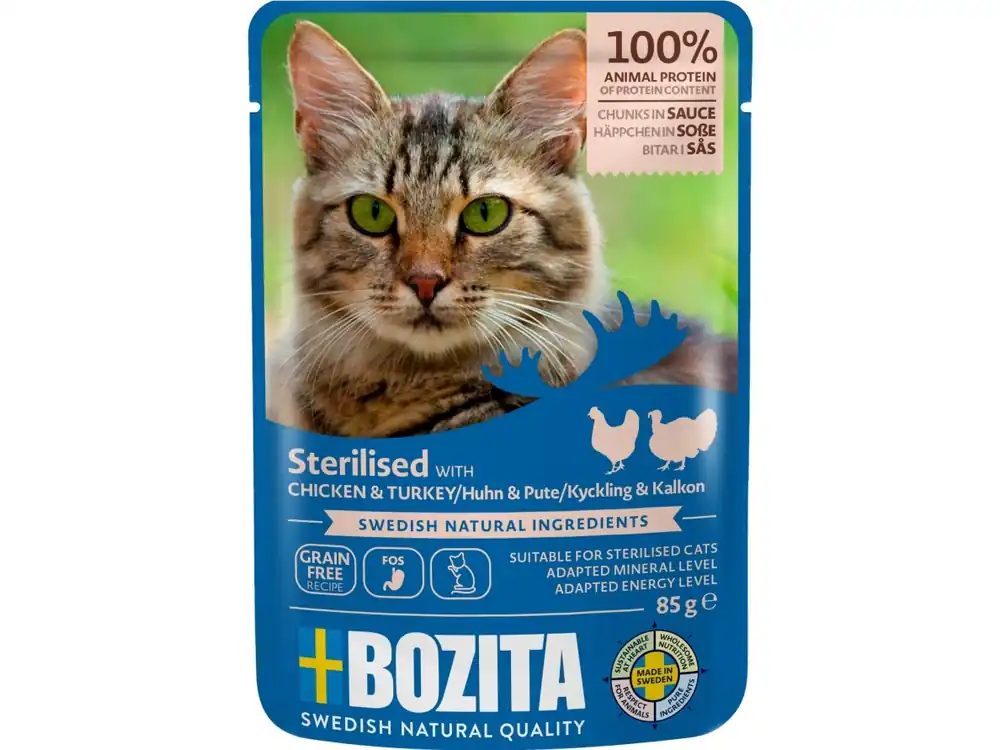 Billigare Bozita Indoor & Sterilised Kyckling & Kalkon i Sås 85 g
