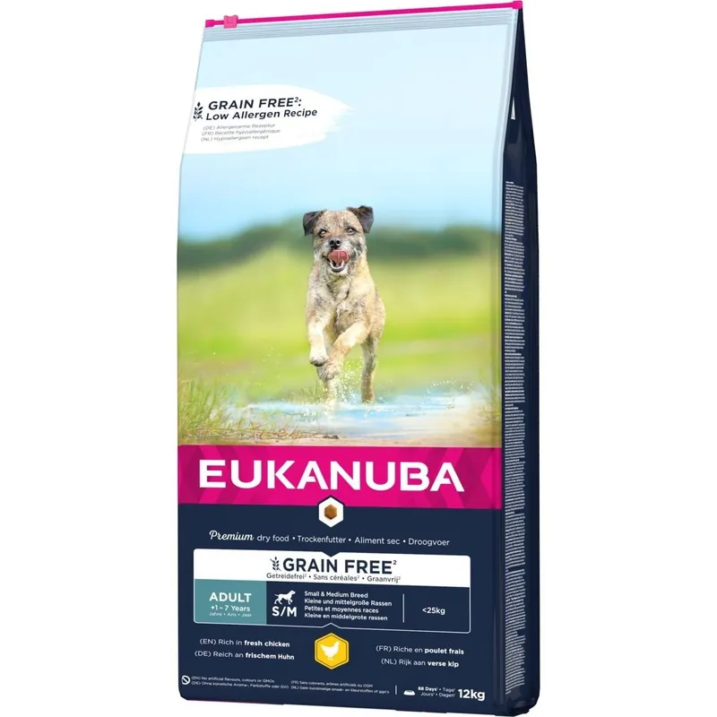 Eukanuba Dog Adult Grain Free Small & Medium Chicken (12 kg) Erbjudande