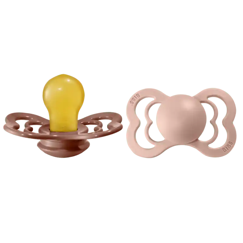Köp nu BIBS napp Supreme latex 2-pack 6+ mån, woodchuck/blush